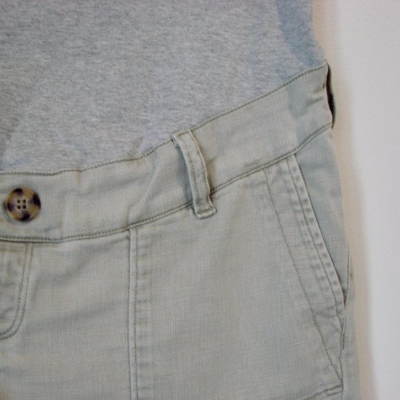 Thyme Maternity Shorts Beige Tan Khaki Cotton Frayed Raw Hem Size Medium - Picture 5 of 11